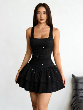 Zara Rhinestone Sleeveless Summer Dress Waist